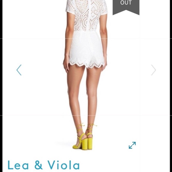 Lea&Viola Eyelet Tie Front Romper - Picture 3 of 3